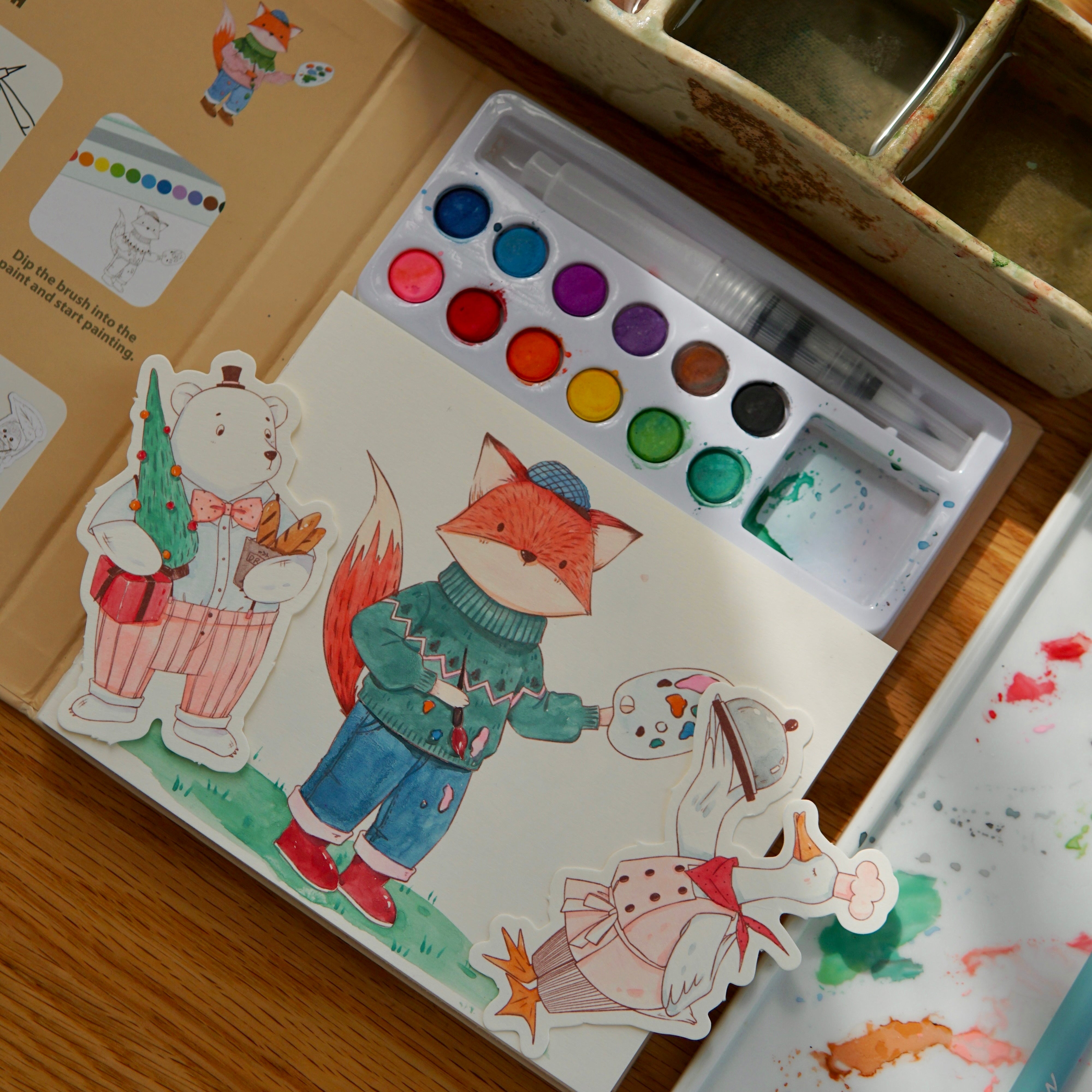 Forest Residents Watercolour Colouring Book Set