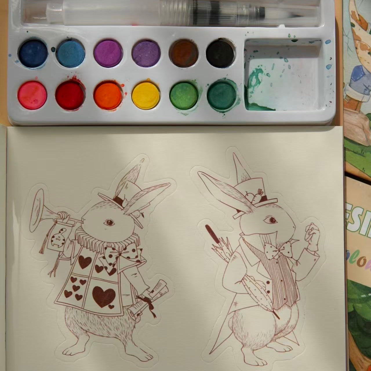 Forest Residents Watercolour Colouring Book Set