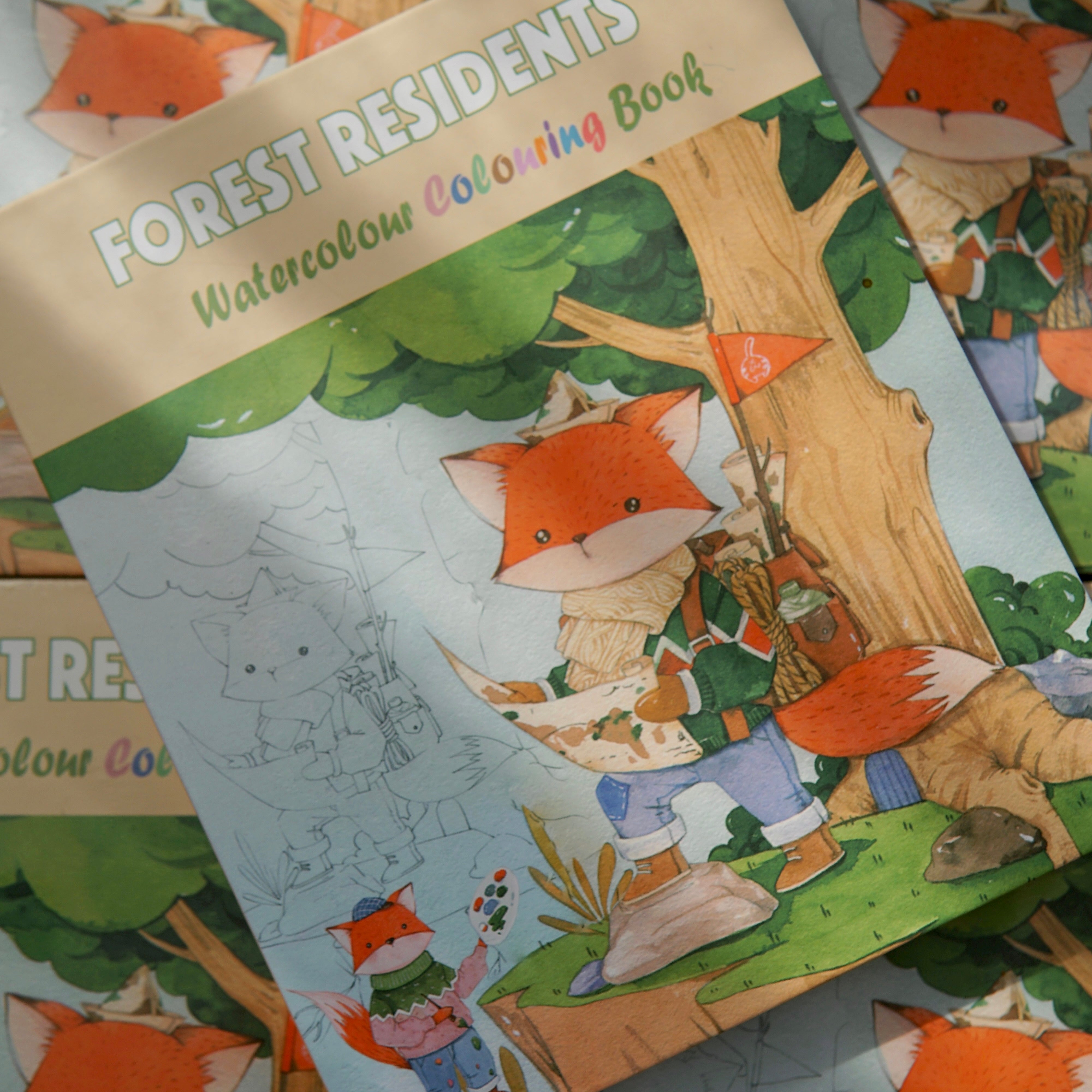 Forest Residents Watercolour Colouring Book Set